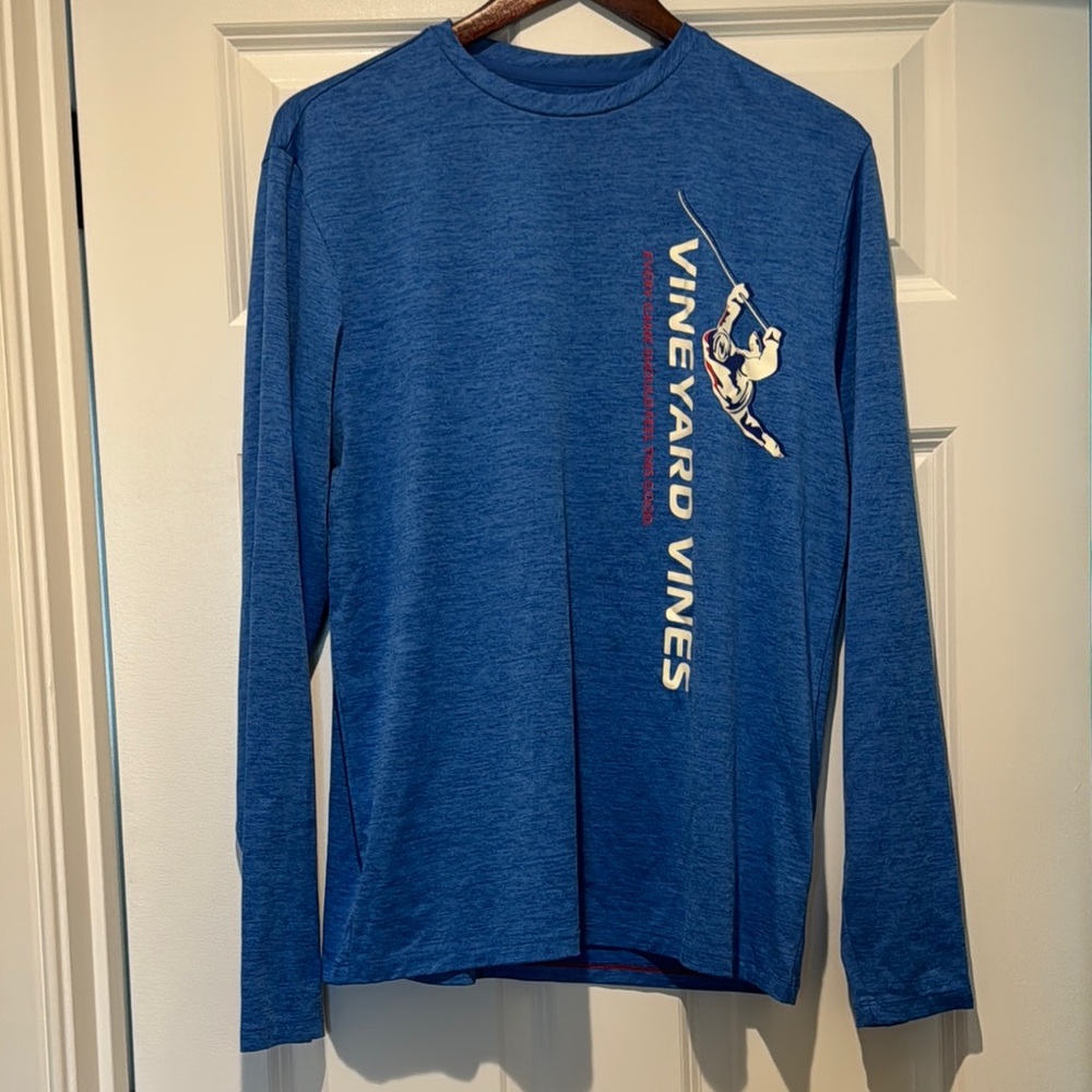 Vineyard Vines Heathered Royal Blue Long-Sleeve hockey Logo Tee